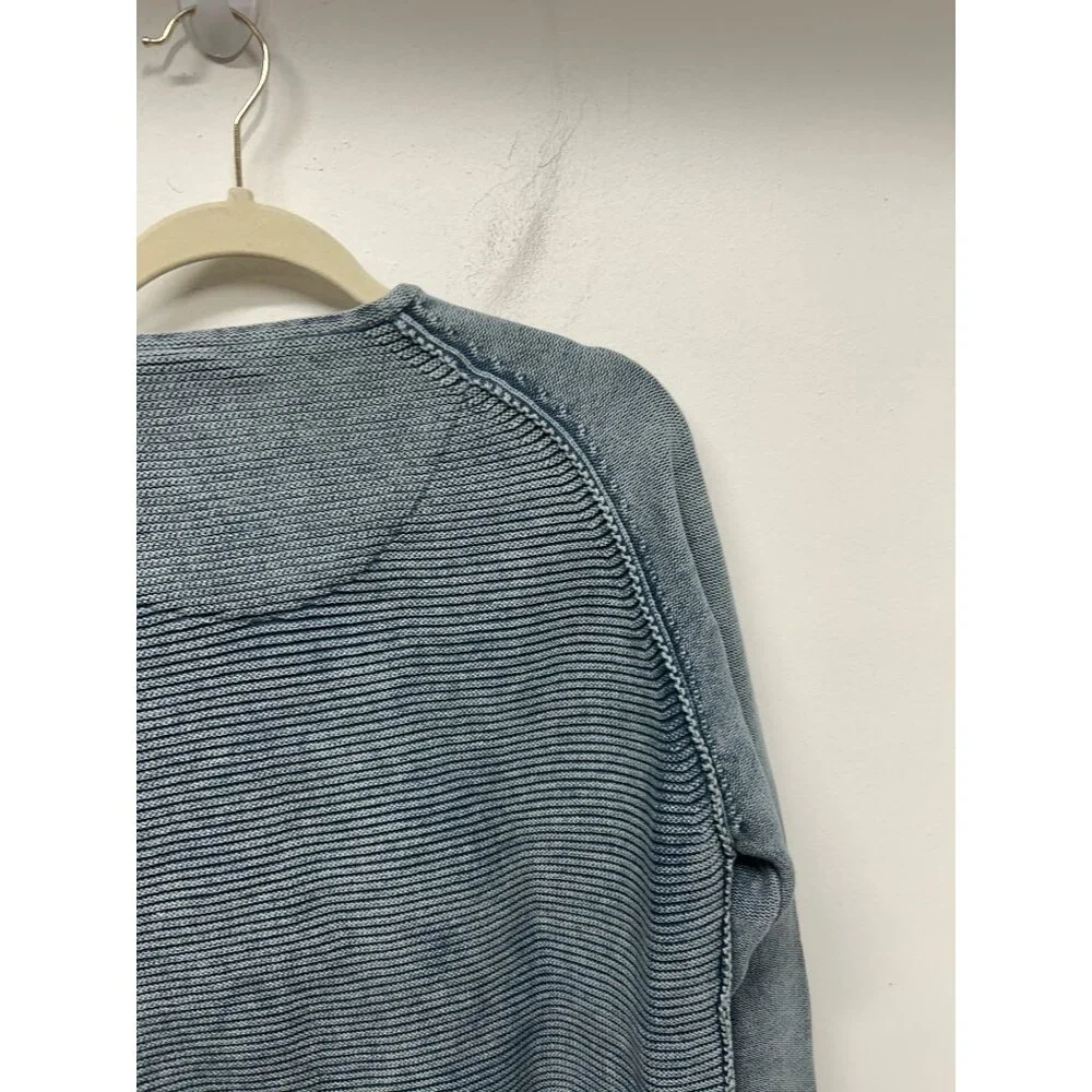 Carbon2Cobalt waterman Blue Button Henley knit textured Sweater sunwashed L - Picture 7 of 9